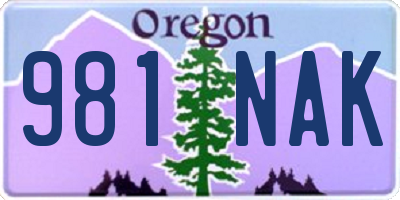 OR license plate 981NAK