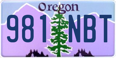 OR license plate 981NBT