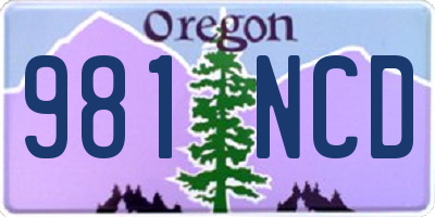 OR license plate 981NCD