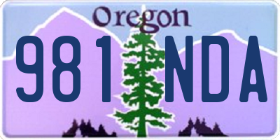 OR license plate 981NDA
