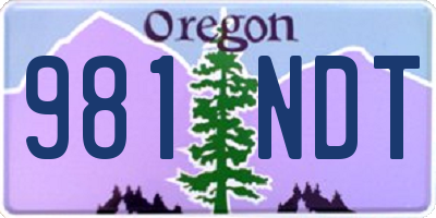 OR license plate 981NDT