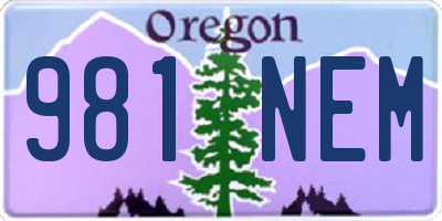 OR license plate 981NEM