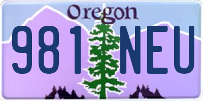 OR license plate 981NEU