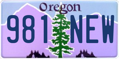 OR license plate 981NEW