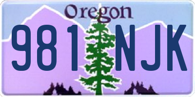 OR license plate 981NJK