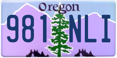 OR license plate 981NLI