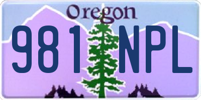 OR license plate 981NPL