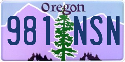 OR license plate 981NSN