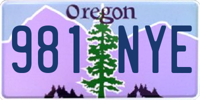 OR license plate 981NYE