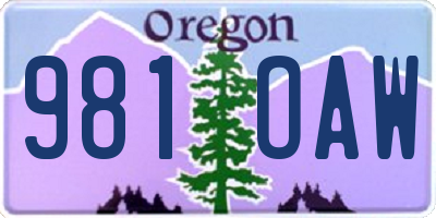 OR license plate 981OAW