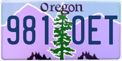 OR license plate 981OET