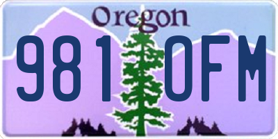 OR license plate 981OFM