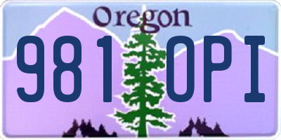 OR license plate 981OPI