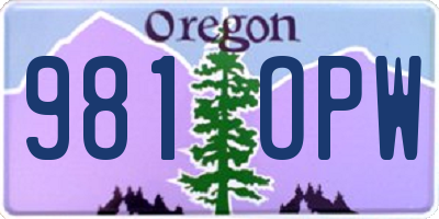 OR license plate 981OPW