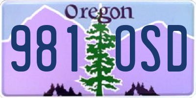 OR license plate 981OSD