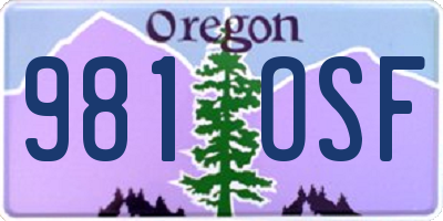 OR license plate 981OSF