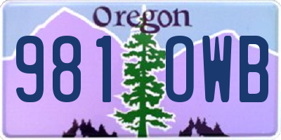 OR license plate 981OWB