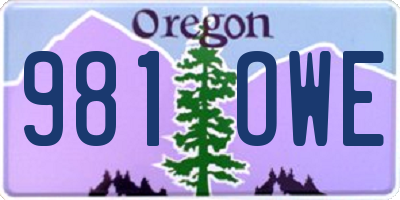 OR license plate 981OWE