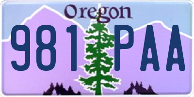 OR license plate 981PAA