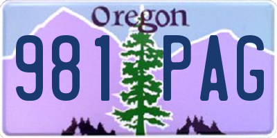 OR license plate 981PAG