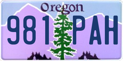 OR license plate 981PAH