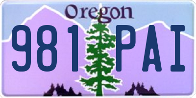 OR license plate 981PAI