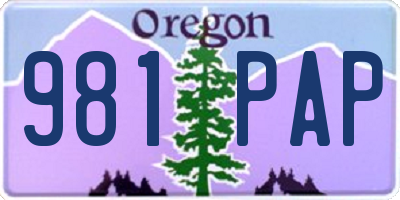 OR license plate 981PAP