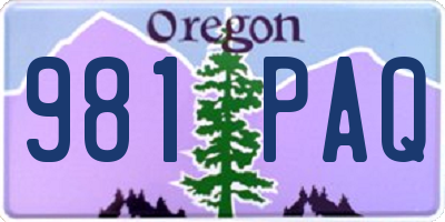 OR license plate 981PAQ