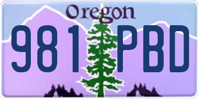 OR license plate 981PBD