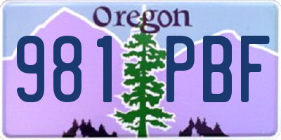 OR license plate 981PBF