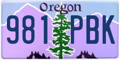 OR license plate 981PBK