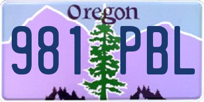OR license plate 981PBL