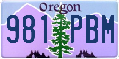 OR license plate 981PBM
