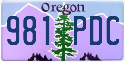 OR license plate 981PDC