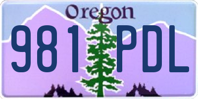 OR license plate 981PDL
