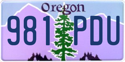 OR license plate 981PDU