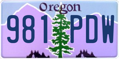 OR license plate 981PDW