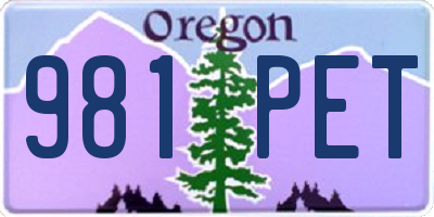OR license plate 981PET