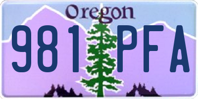 OR license plate 981PFA