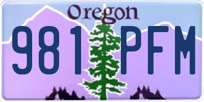 OR license plate 981PFM