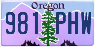 OR license plate 981PHW
