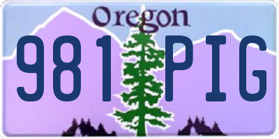 OR license plate 981PIG