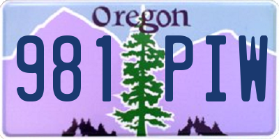 OR license plate 981PIW