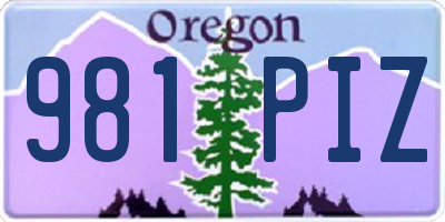 OR license plate 981PIZ