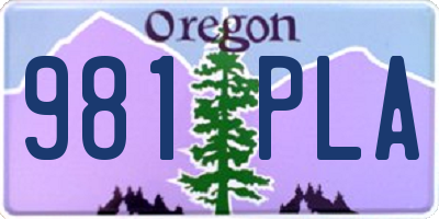 OR license plate 981PLA