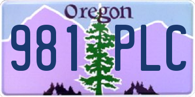 OR license plate 981PLC