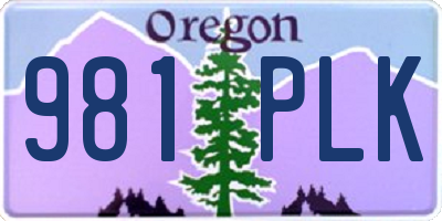 OR license plate 981PLK