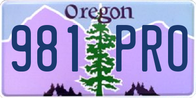 OR license plate 981PRO