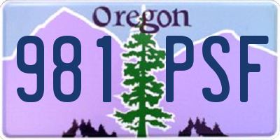 OR license plate 981PSF