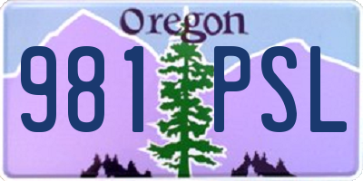 OR license plate 981PSL